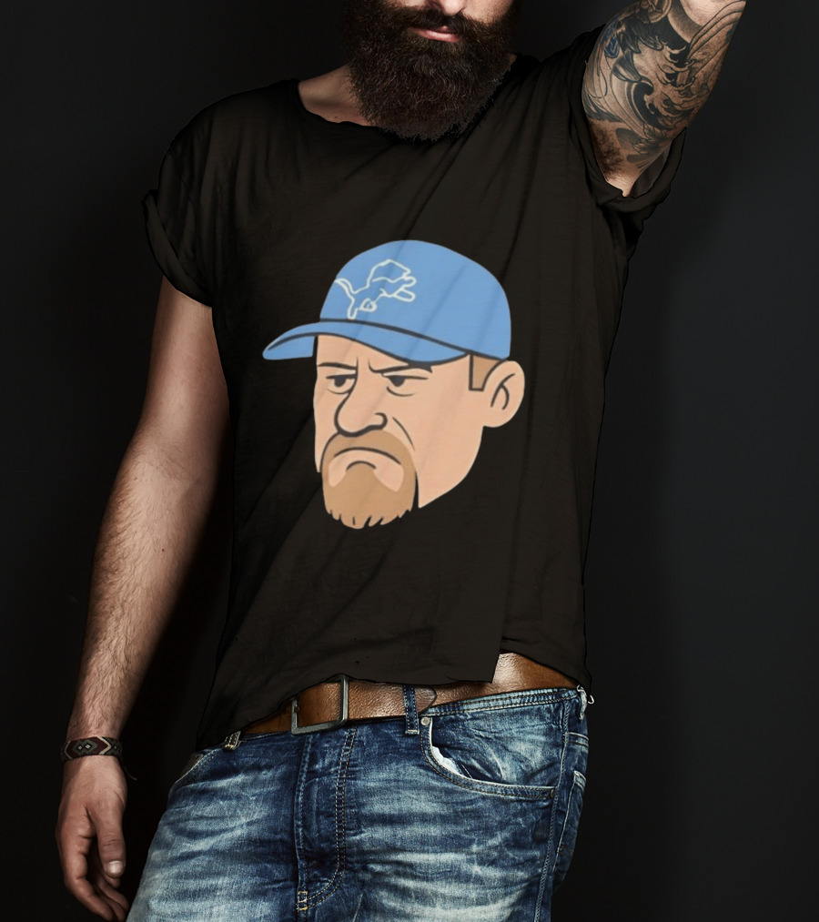 Detroit Lions Grumpy Man With Hat Football Team Fan T-Shirt
