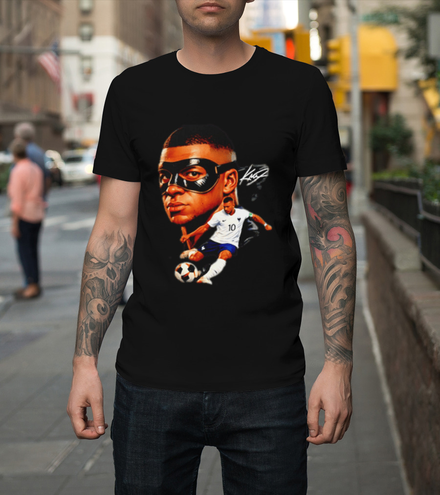 France Kylian Mbappe 10 Soccer Star Masked Player T-Shirt