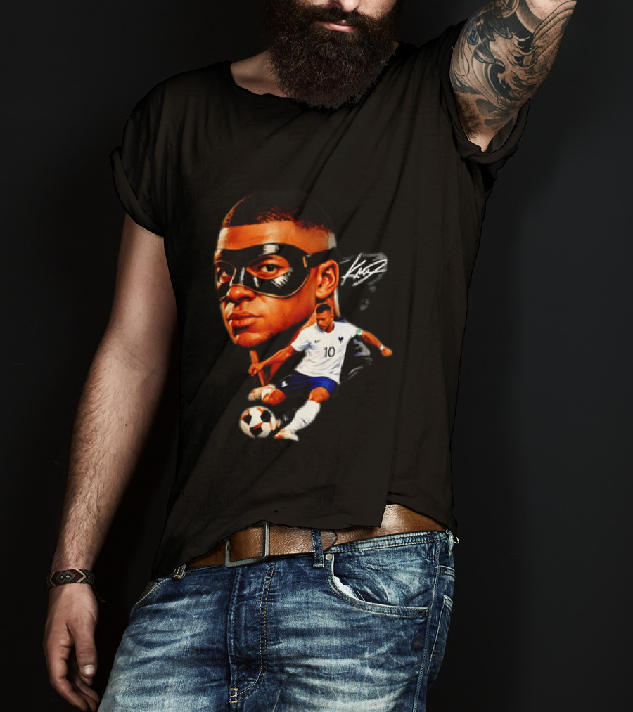 France Kylian Mbappe 10 Soccer Star Masked Player T-Shirt