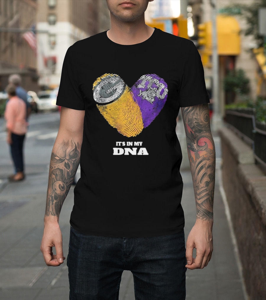 Green Bay Packers TCU Horned Frogs It's In My DNA Heart Fingerprints Fan Love T-Shirt