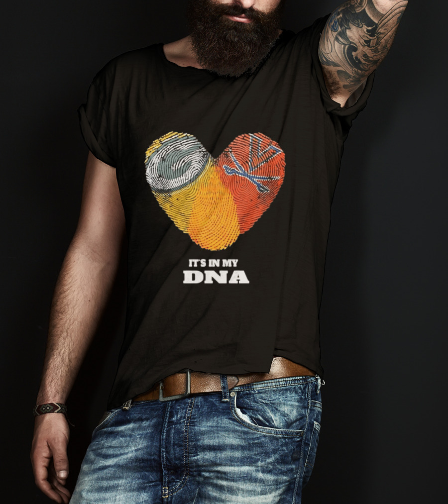 Green Bay Packers Virginia Cavaliers It's In My DNA Heart Fingerprints Love Fans T-Shirt