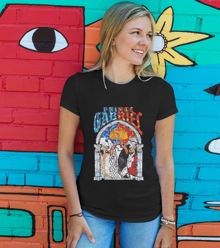 Prince Gabriel Stained Glass Window Kings Crown Angels T-Shirt