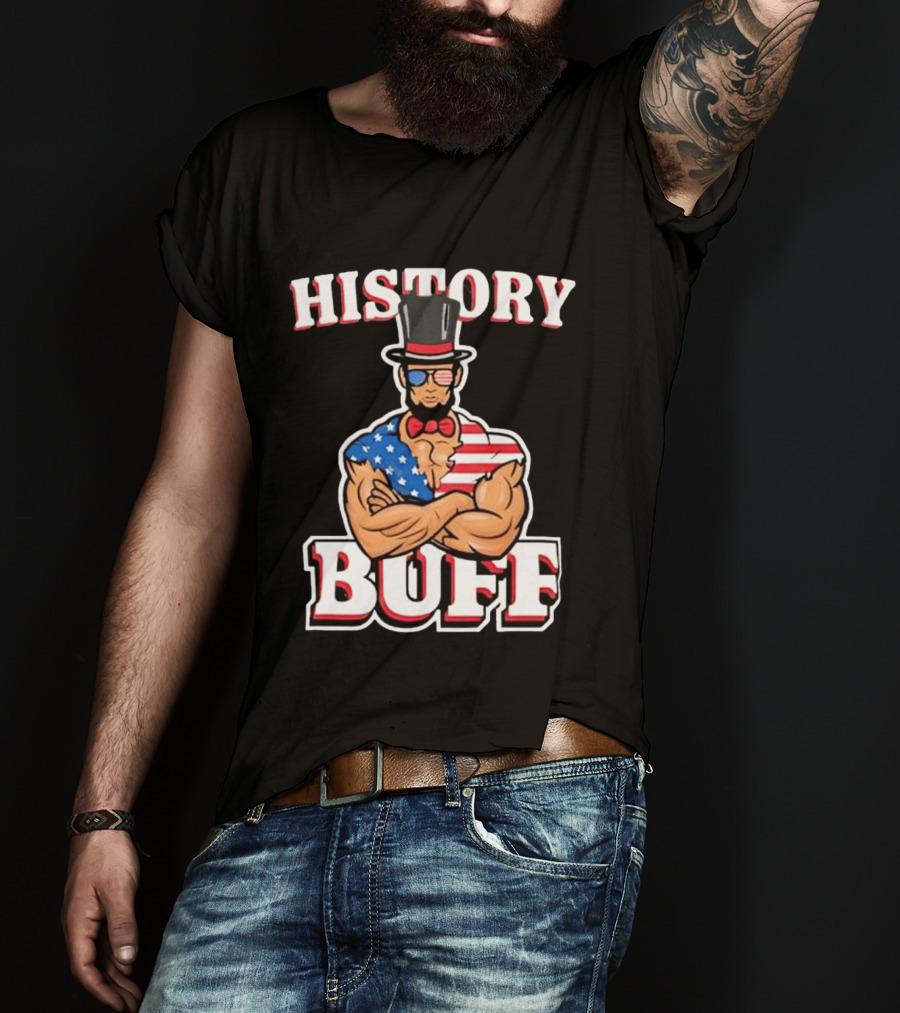 History Buff Abraham Lincoln Gym Bro American Flag Muscle T-Shirt