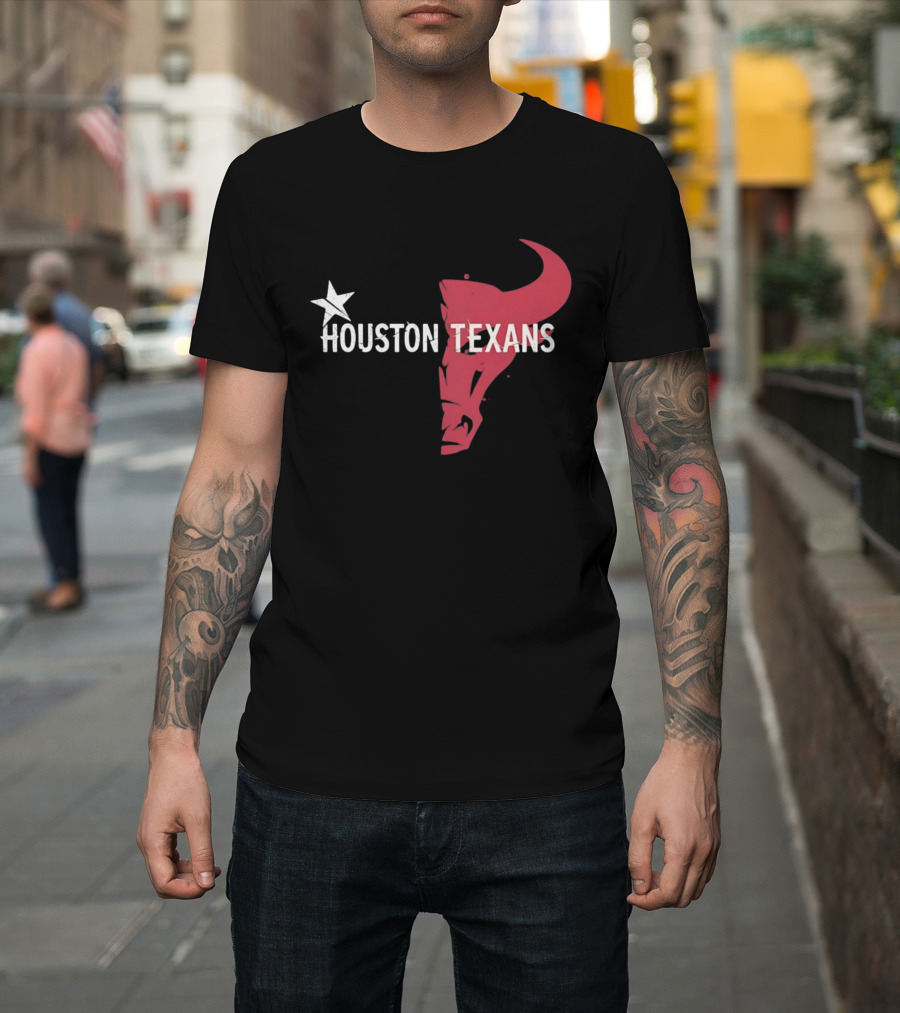 Houston Texans Distressed Star Bull Head T-Shirt