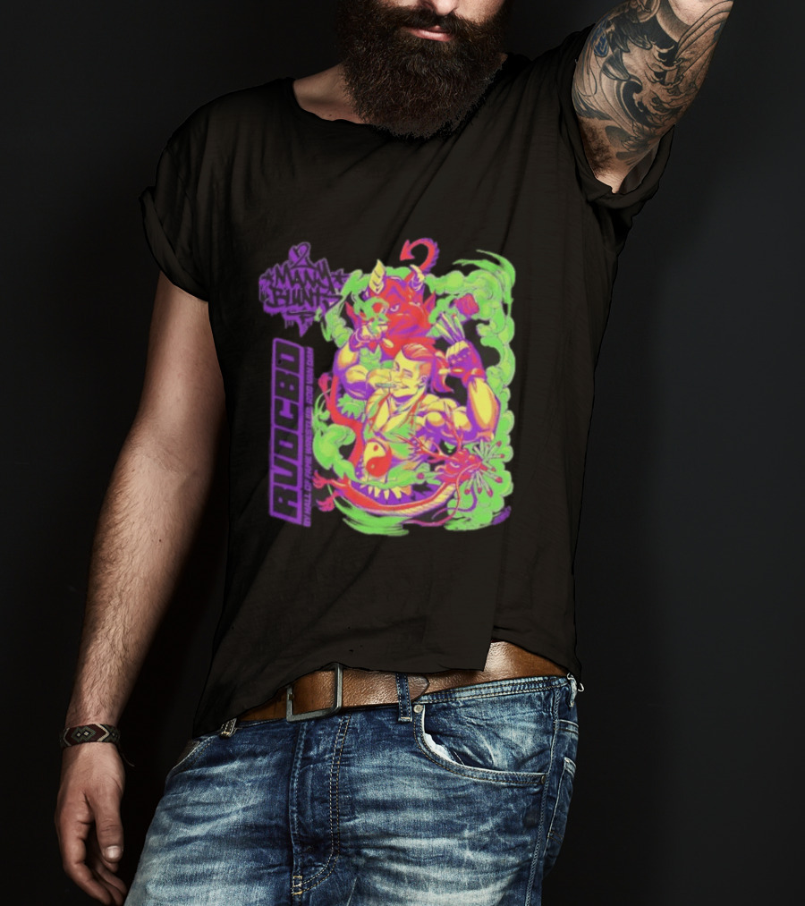 Rob Van Dam 2 Many Blunts RVD CBD Hall Of Fame Wrestler Psychedelic Smoke Dragons T-Shirt