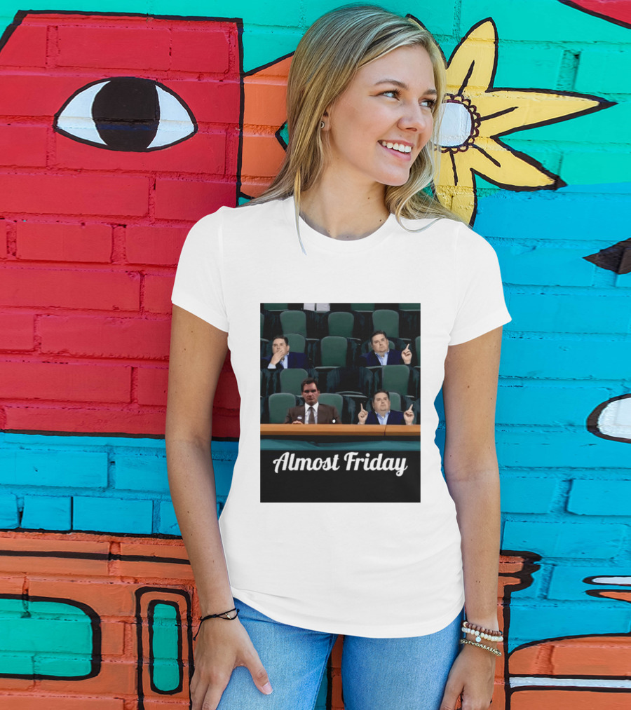 Almost Friday Meme With Roger Federer And Jonah Hill In Audience T-Shirt