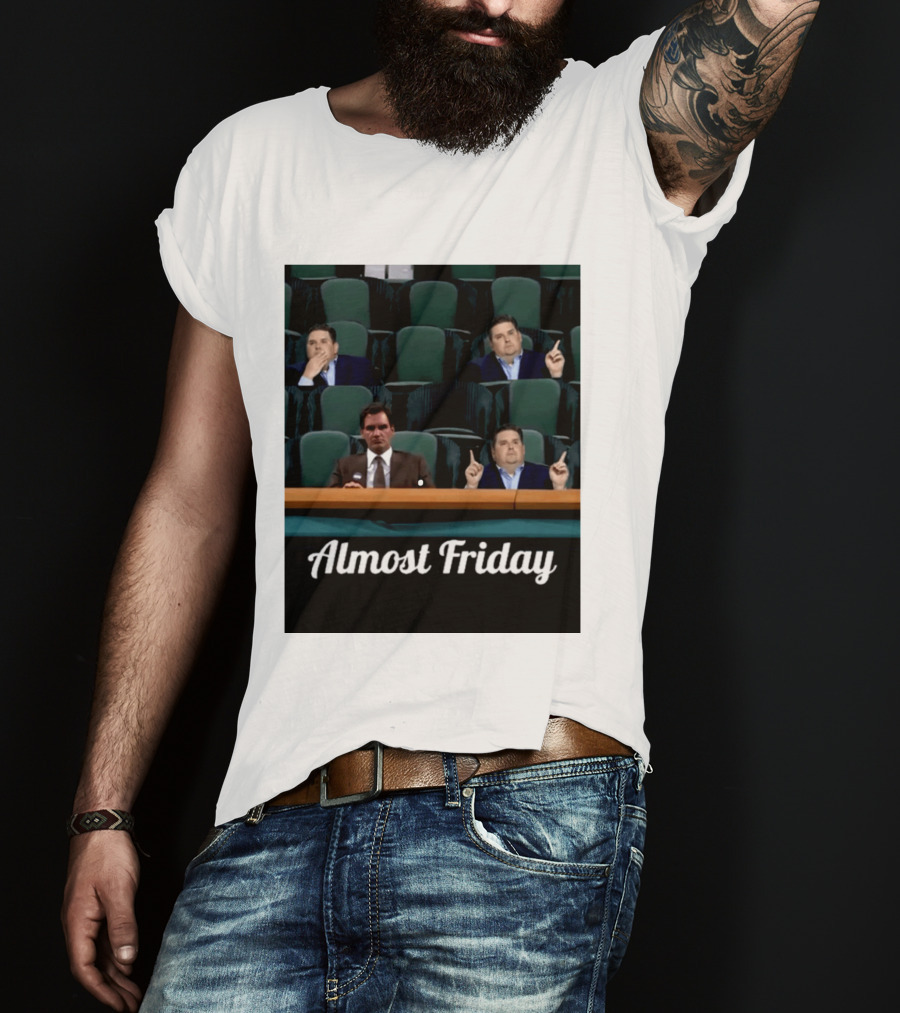 Almost Friday Meme With Roger Federer And Jonah Hill In Audience T-Shirt