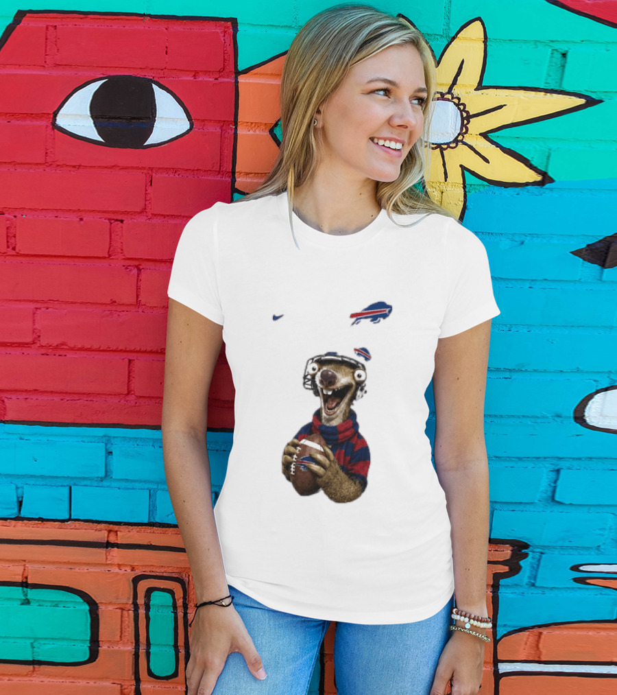 Sid The Sloth Buffalo Bills Football Helmet Scarf Iconic Team Fun T-Shirt