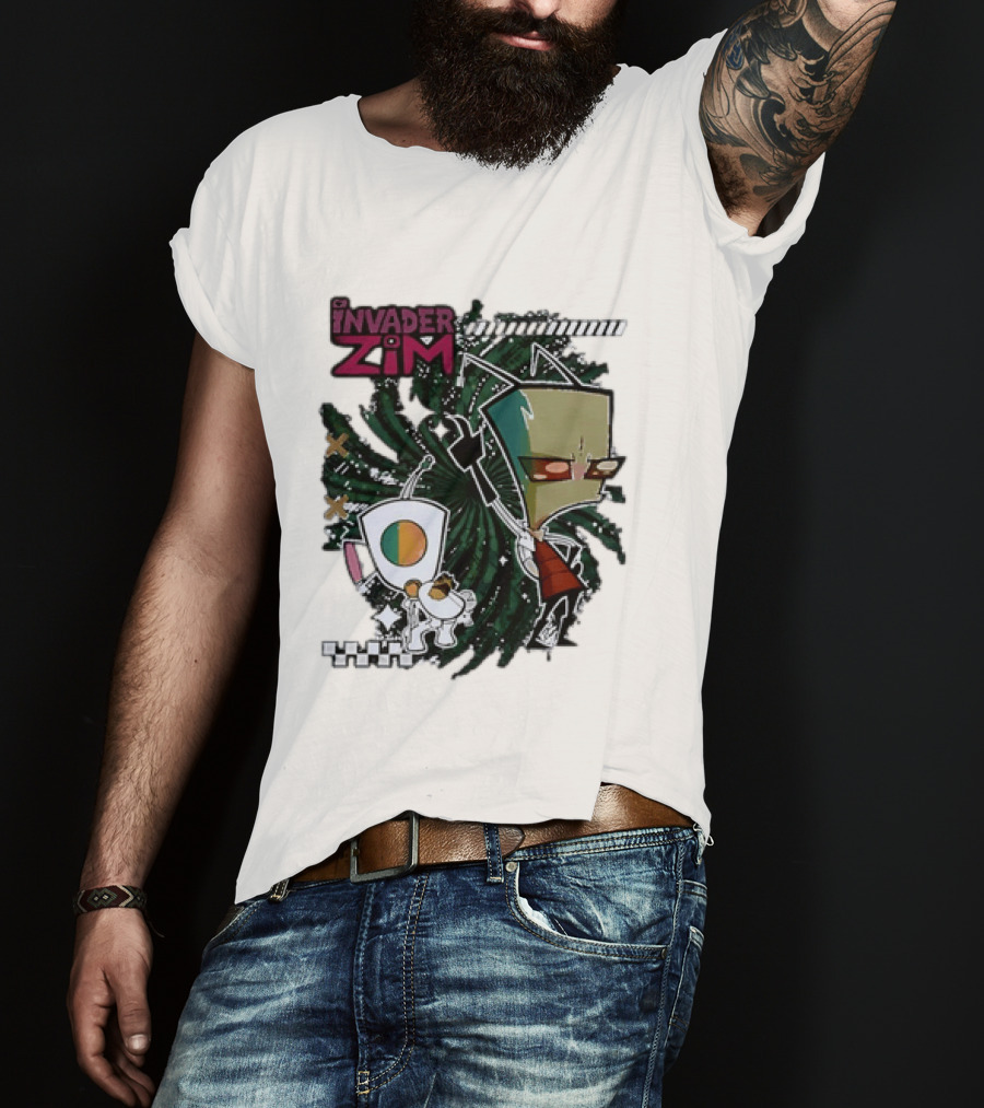 Invader Zim Gir With Zim Eating Taco Spiral T-Shirt