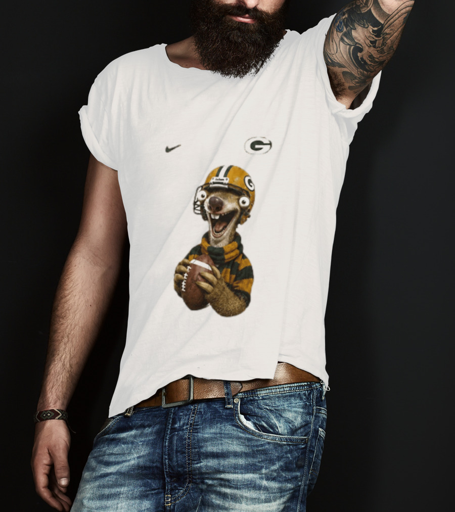 Sid The Sloth Green Bay Packers Football Helmet Fan Gear T-Shirt