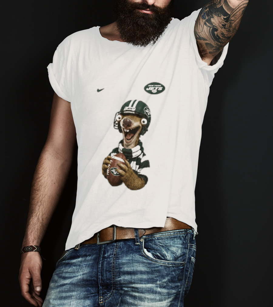 Sid The Sloth New York Jets Football Helmet Scarf And Ball T-Shirt
