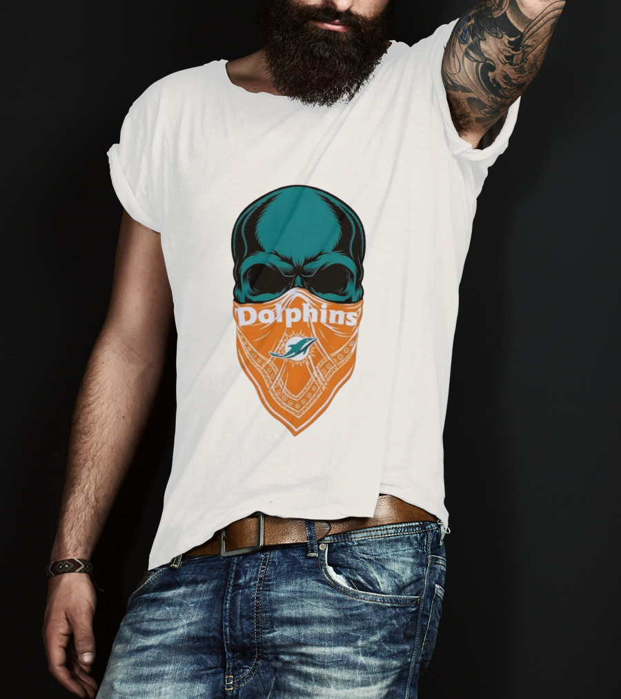 Miami Dolphins Skull Bandana With Team T-Shirt