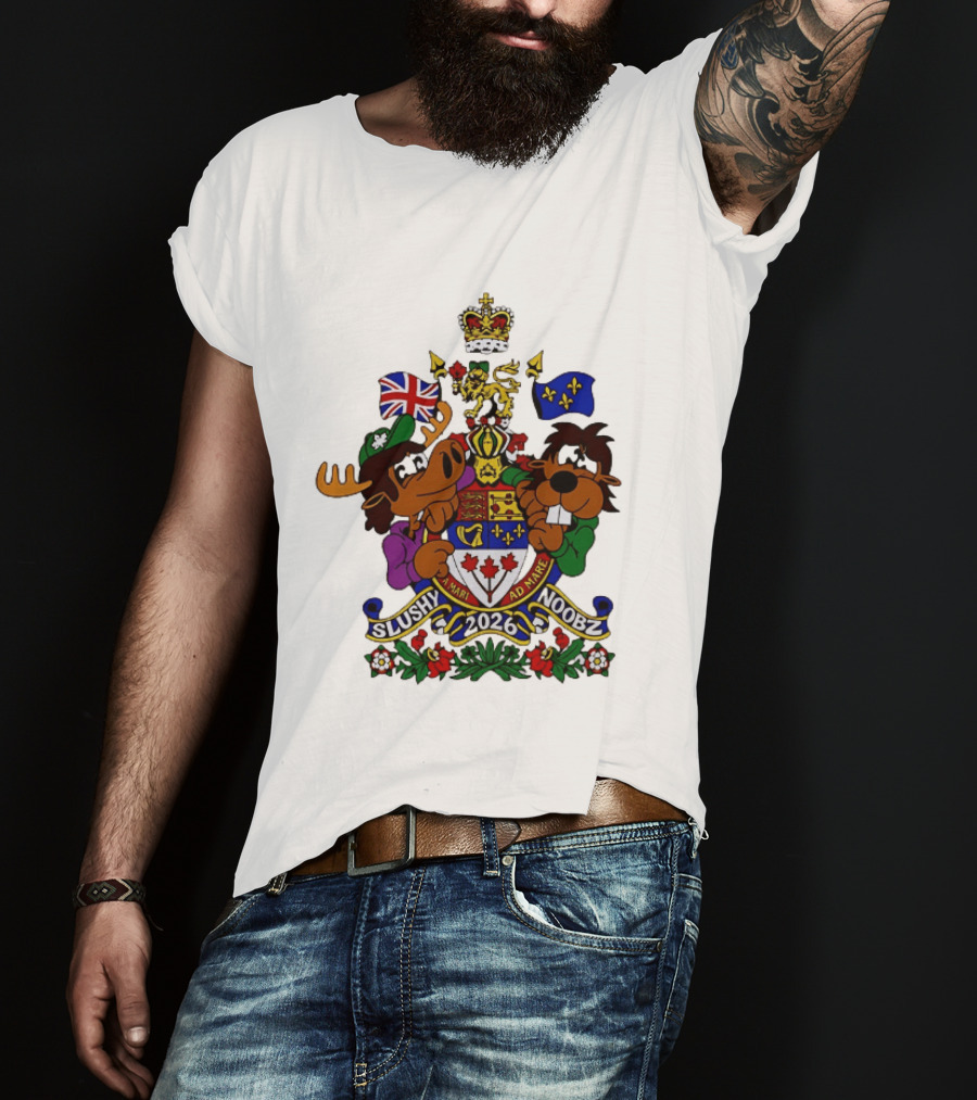 Slushy Noobz Canadian Crest Moose And Beaver 2026 T-Shirt