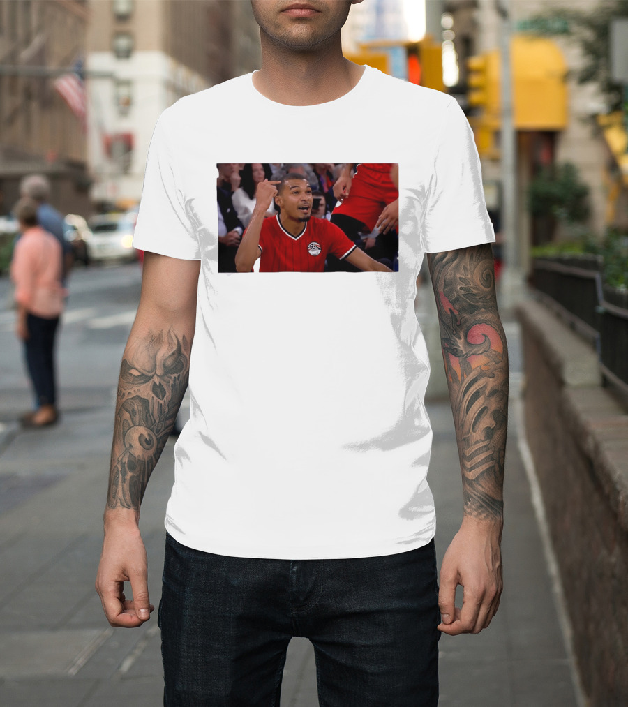 Victor Wembanyama Pointing Wearing Egypt National Football Team Kit T-Shirt