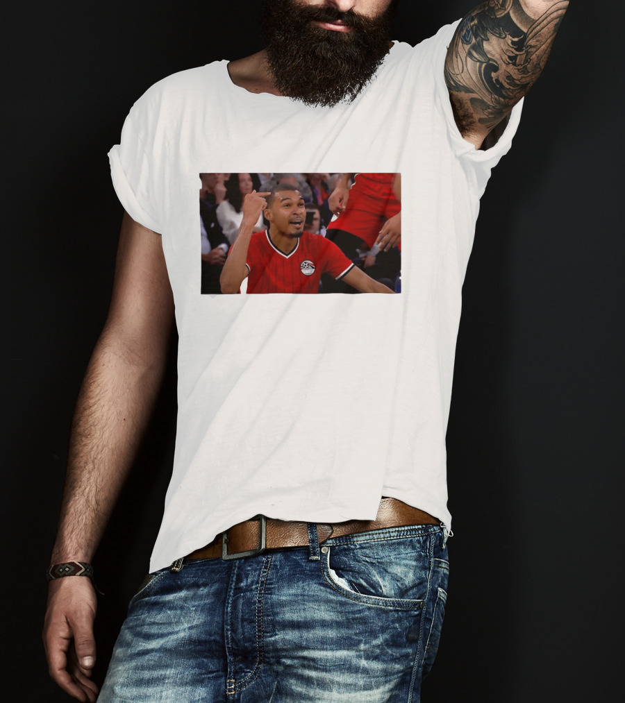Victor Wembanyama Pointing Wearing Egypt National Football Team Kit T-Shirt