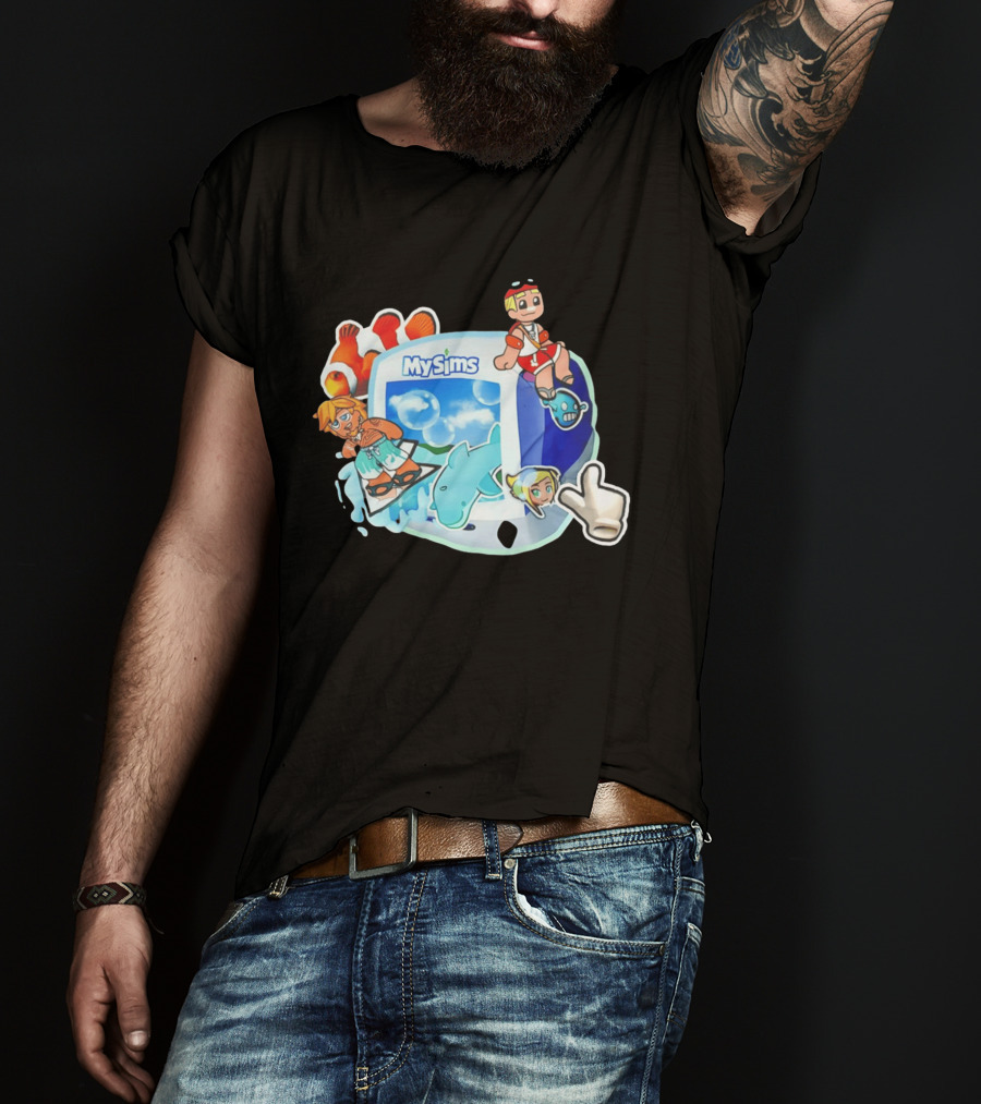 MySims Beach Adventure Clownfish Dolphin و Surfing Fun T-Shirt