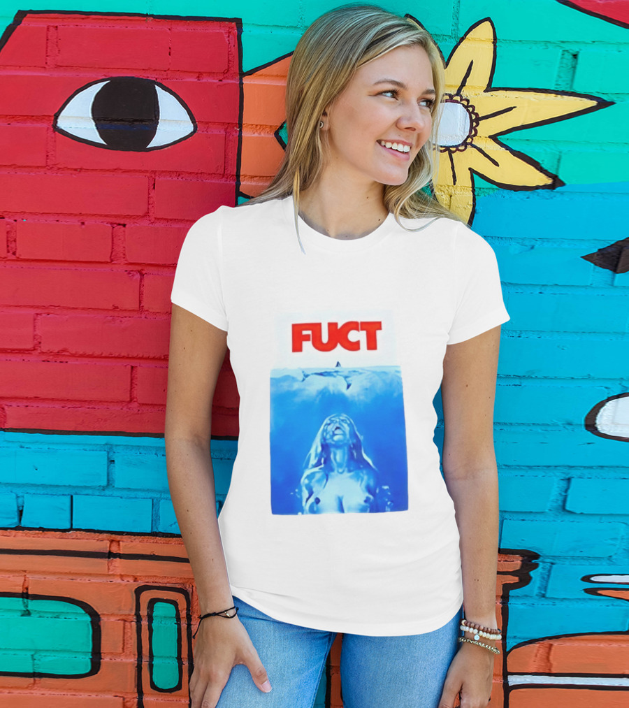 FUCT Jaws Ocean Shark Woman Swimming T-Shirt