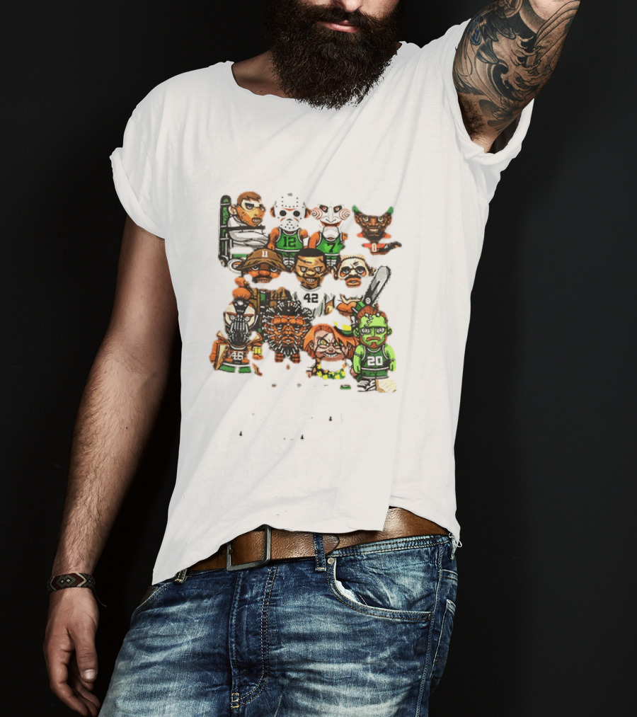 Nightmare Causeway Street Boston Celtics Horror Icons Mashup T-Shirt