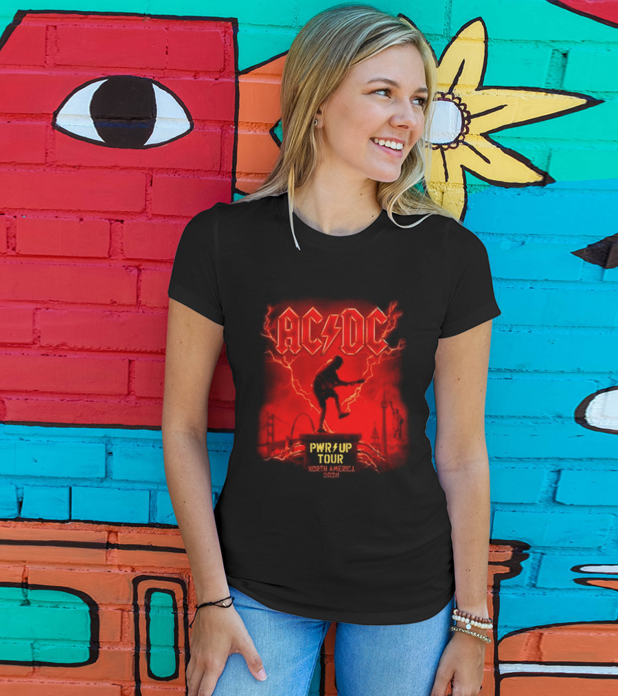 ACDC PWR Up Tour 2026 North America Red Lightning Cities Dates Angus T-Shirt