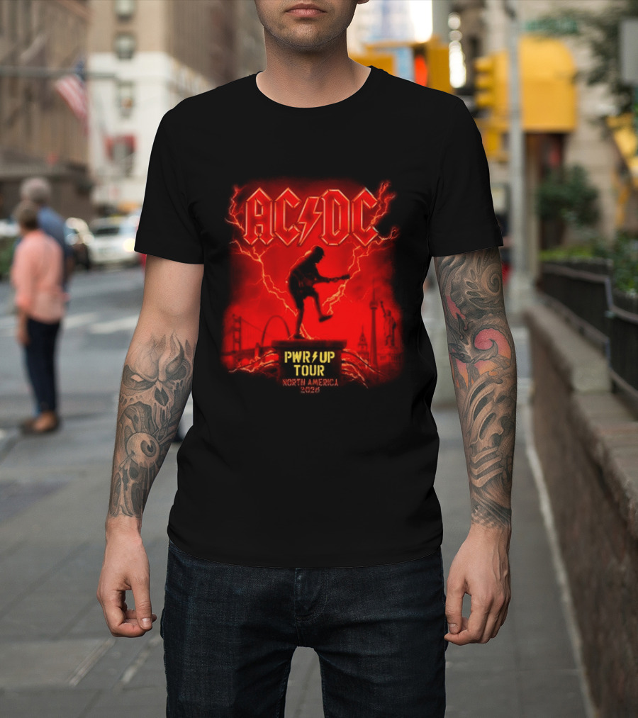 ACDC PWR Up Tour 2026 North America Red Lightning Cities Dates Angus T-Shirt