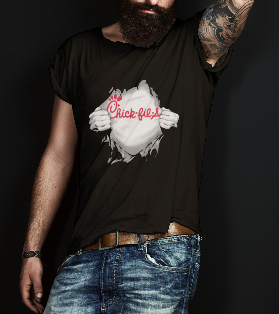 Chick Fil A Superhero Ripped Chest Torn Employee T-Shirt