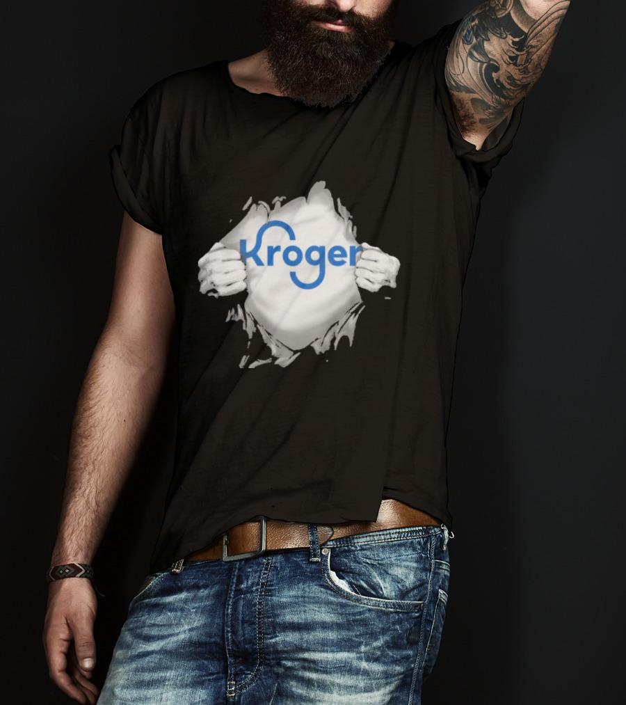 Kroger Ripped Chest Superhero Torn Employee T-Shirt