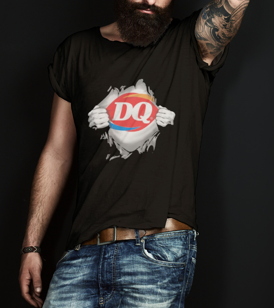 Dairy Queen DQ Superhero Ripped Chest Torn Employee T-Shirt