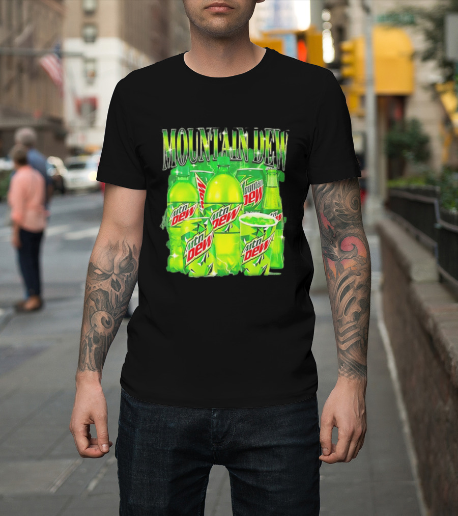 Mountain Dew Green Beverage Collection Bottles And Cans T-Shirt