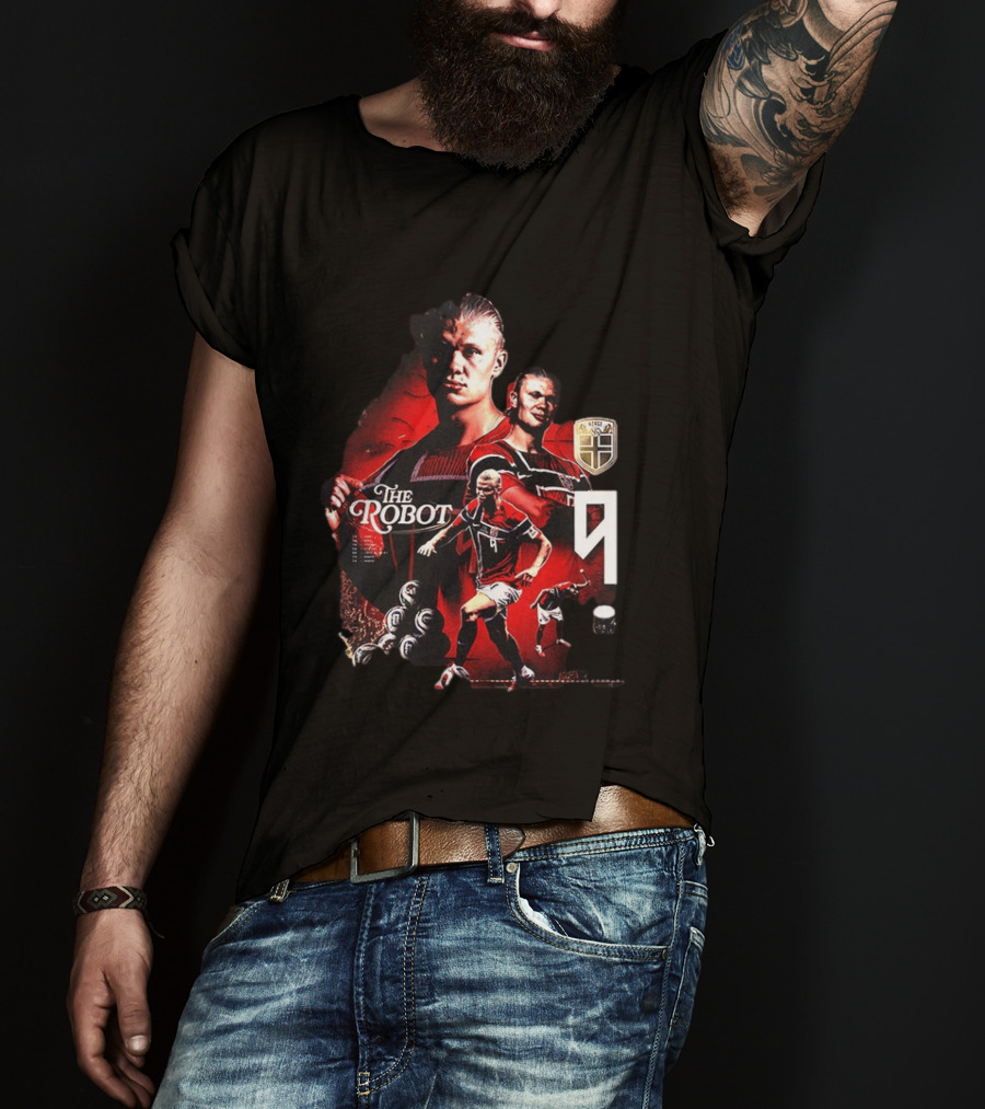 Erling Haaland Norway The Robot 9 Football Legend Norway Crest T-Shirt