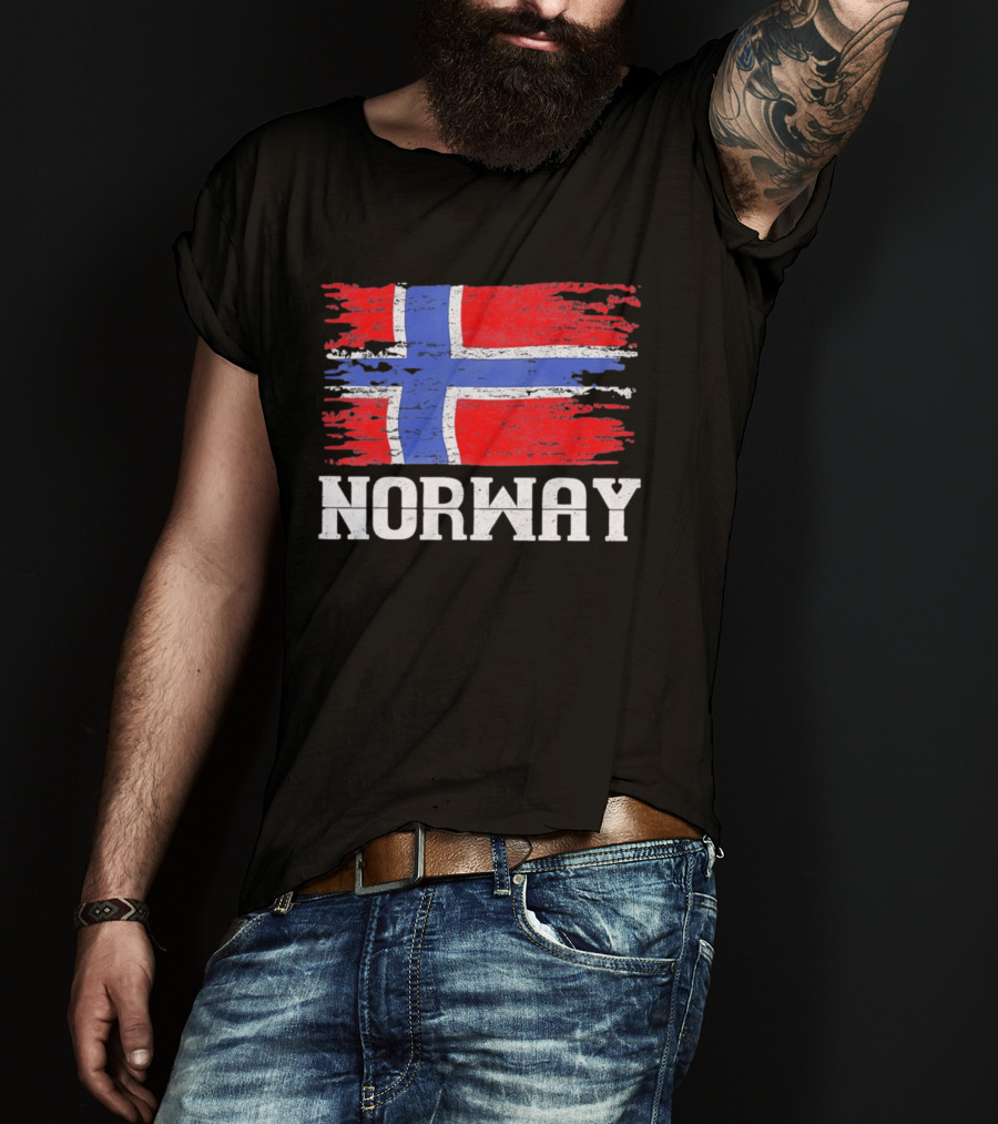 Norway Distressed Nordic Heritage Grunge Aesthetic Flag T-Shirt