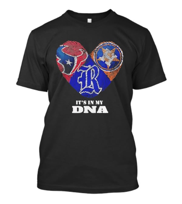 Texas Rangers Astros Fingerprint Heart It's In My DNA T-Shirt