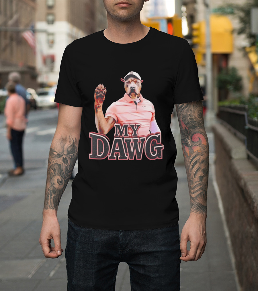 Tiger Woods Golfing Pitbull My Dawg T-Shirt