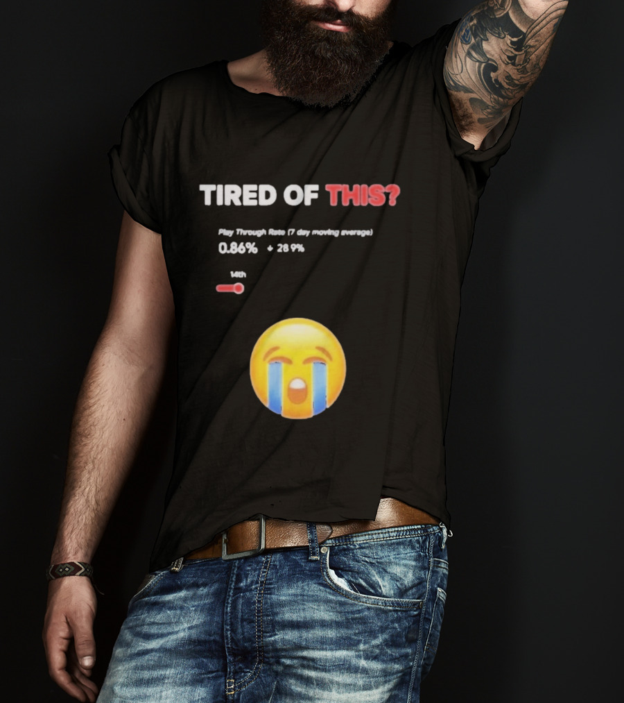 Tired Of This Play Through Rate 0.86% Crying Emoji Trend T-Shirt