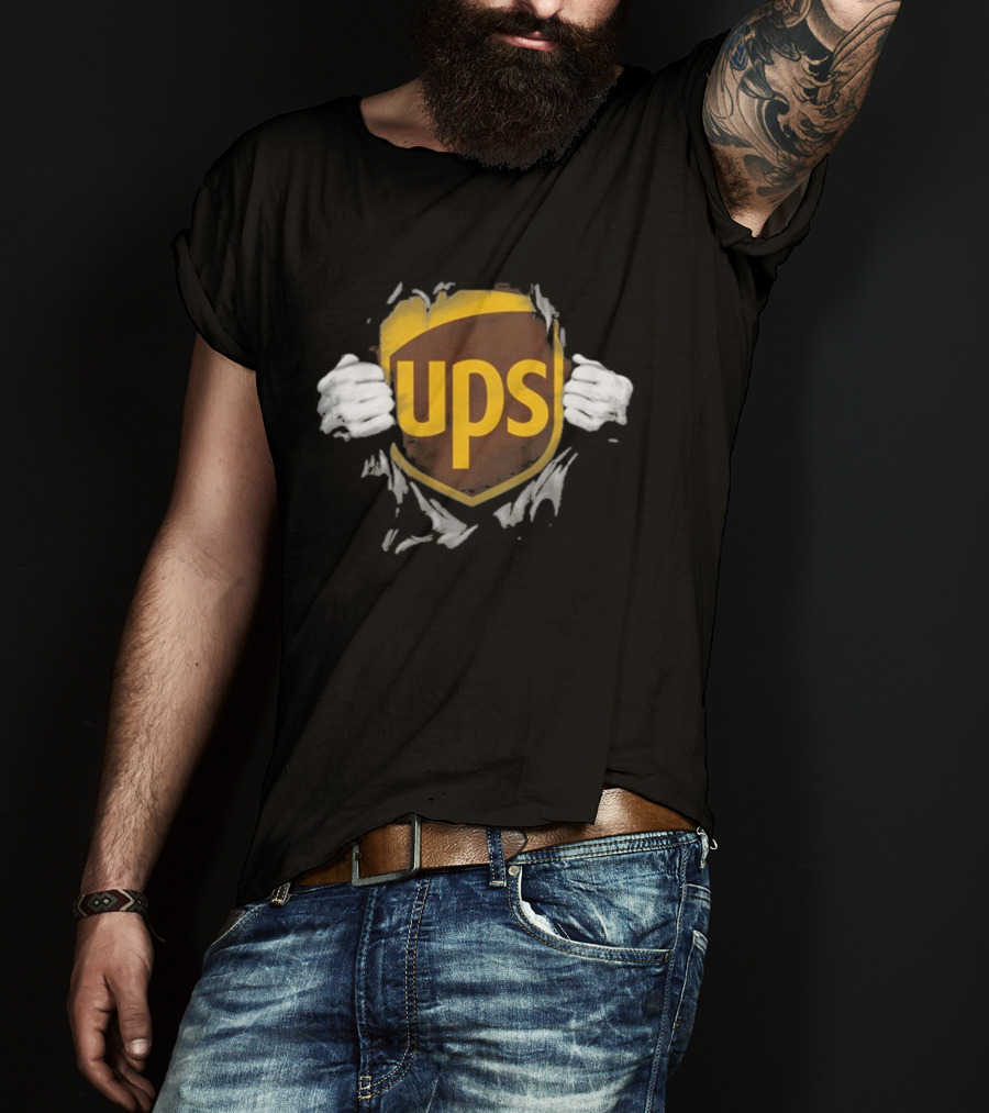 UPS Ripped Chest Superhero Torn Employee T-Shirt