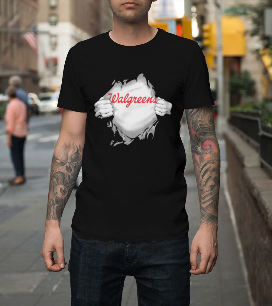 Walgreens Ripped Chest Superhero Torn Employee T-Shirt