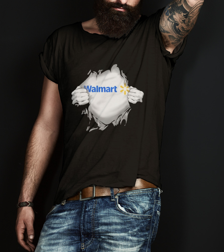 Walmart Ripped Chest Superhero Torn Employee T-Shirt