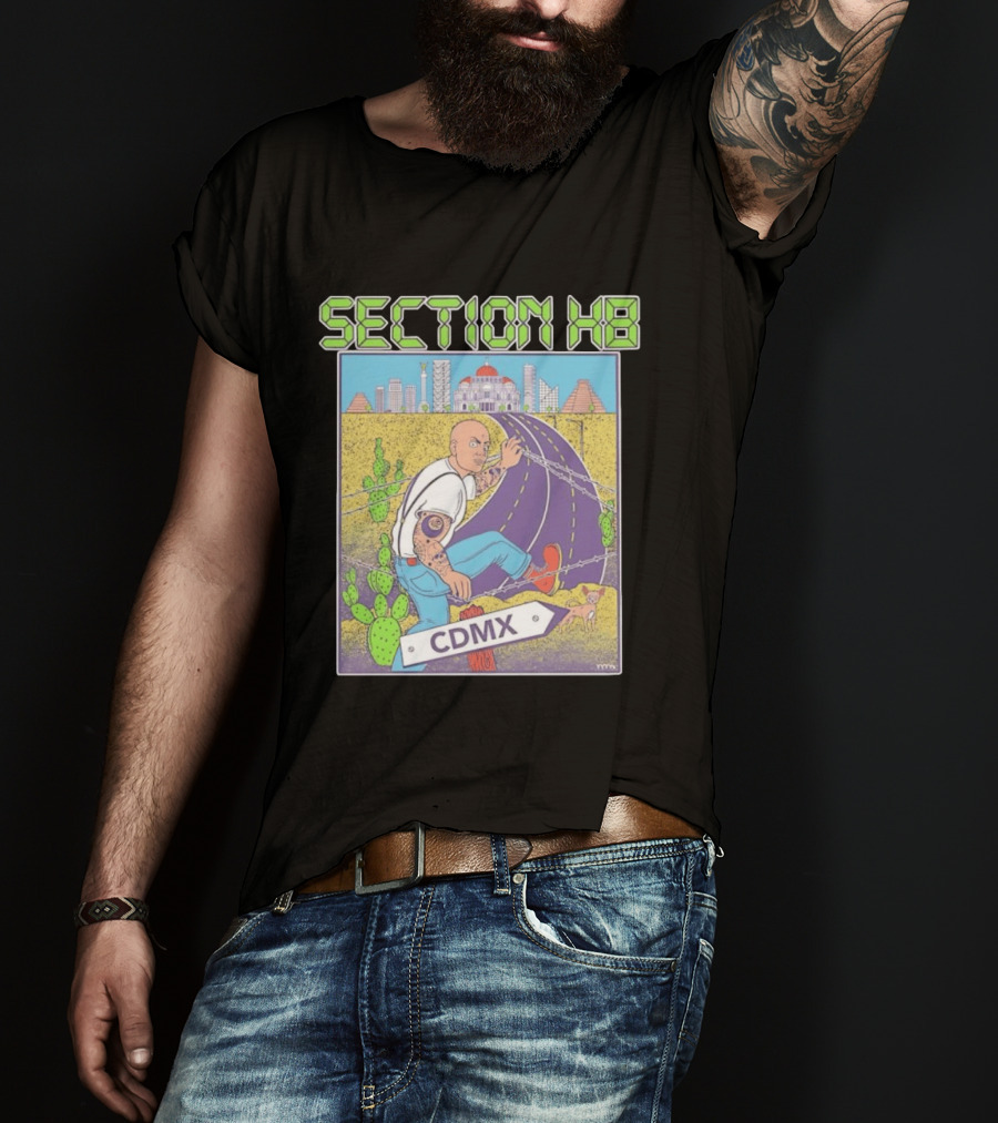 Section H8 CDMX Mexico City Punk Scene Urban Landscape With Cactus T-Shirt