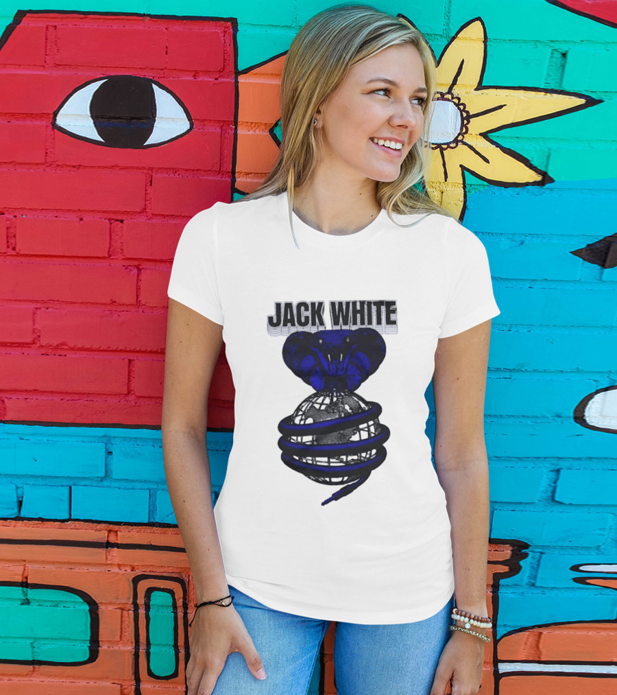 Jack White Cobra Wrapped Around Globe Music Band T-Shirt