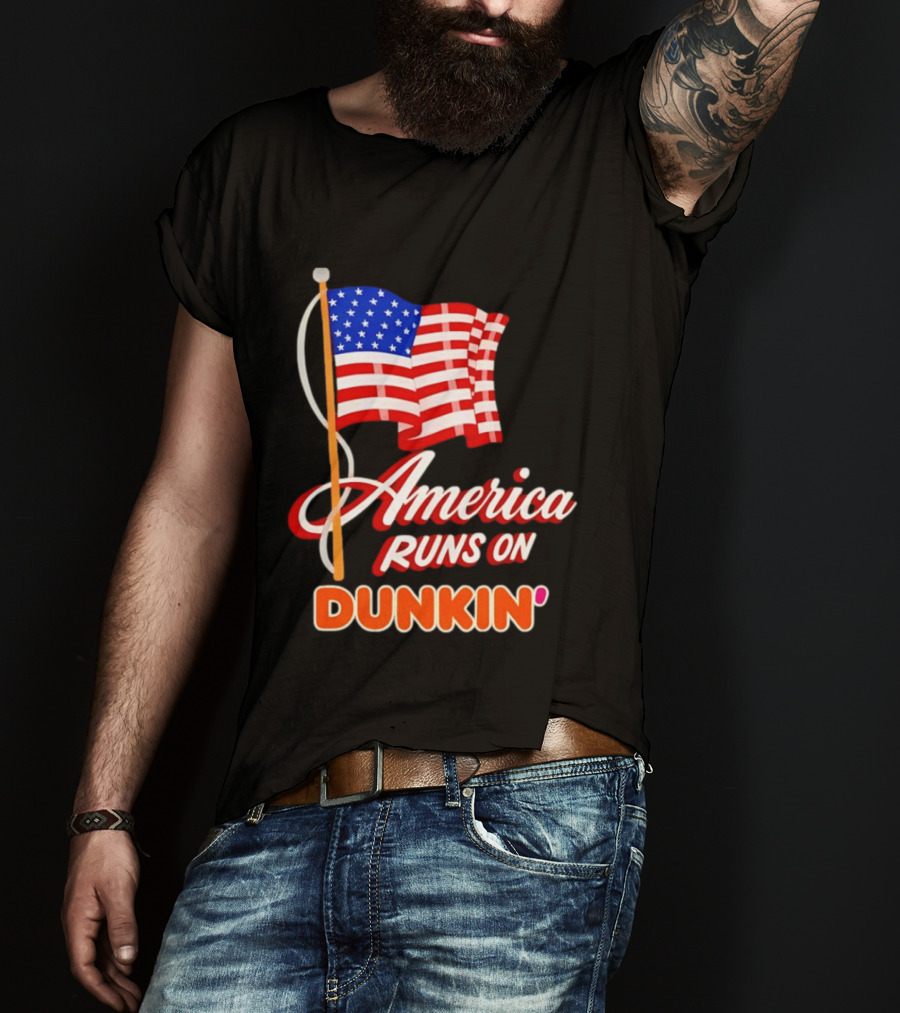Patriotic America Runs On Dunkin' American Flag Pride T-Shirt