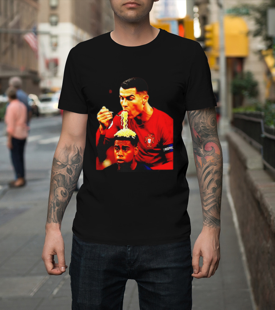 Cristiano Ronaldo Eating Noodles Meme Portugal Football UEFA T-Shirt