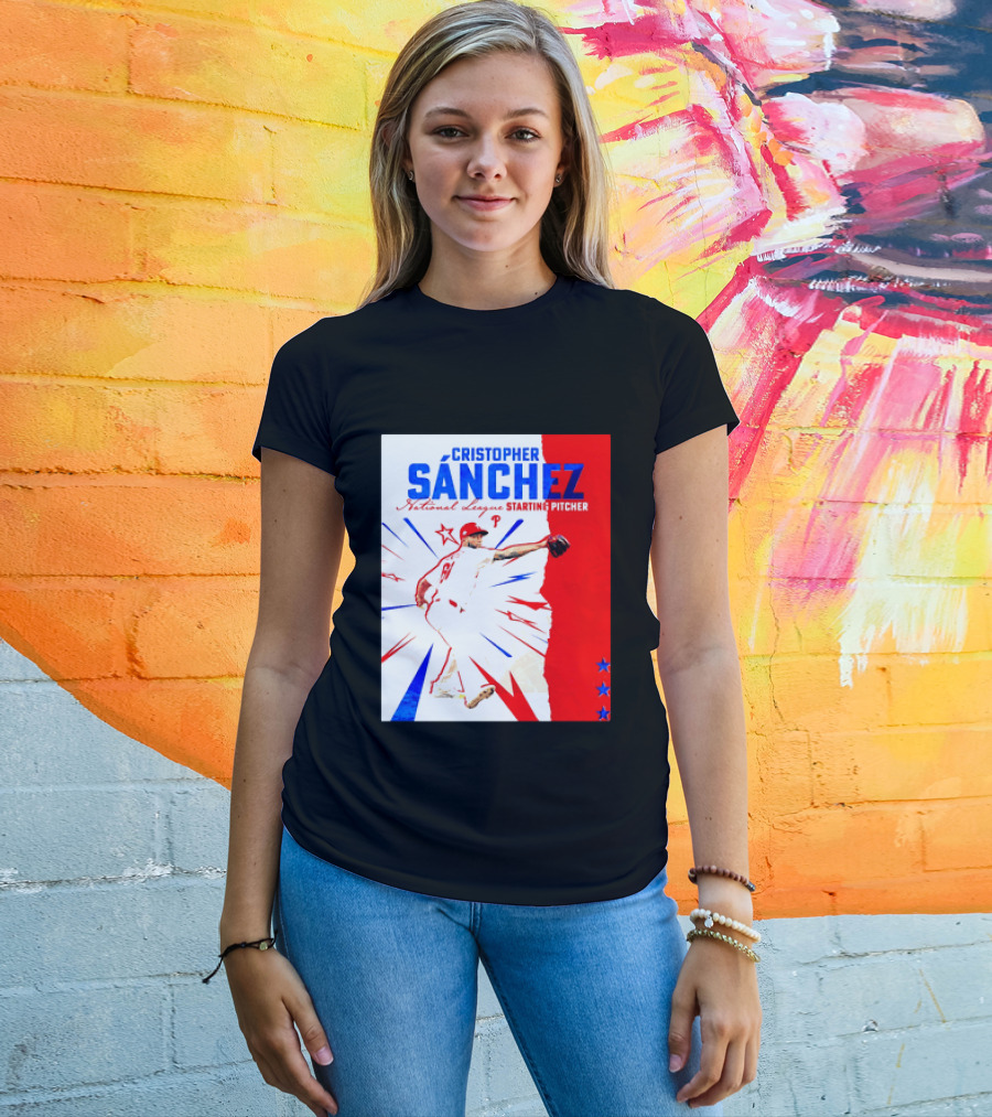 Cristopher Sánchez Philadelphia Phillies National League Starting Pitcher Red White Blue Stars T-Shirt
