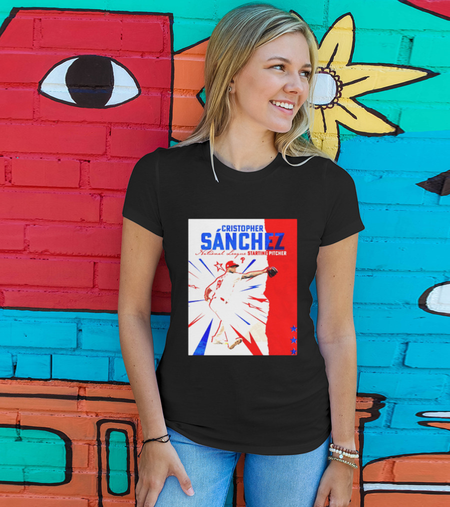 Cristopher Sánchez Philadelphia Phillies National League Starting Pitcher Red White Blue Stars T-Shirt