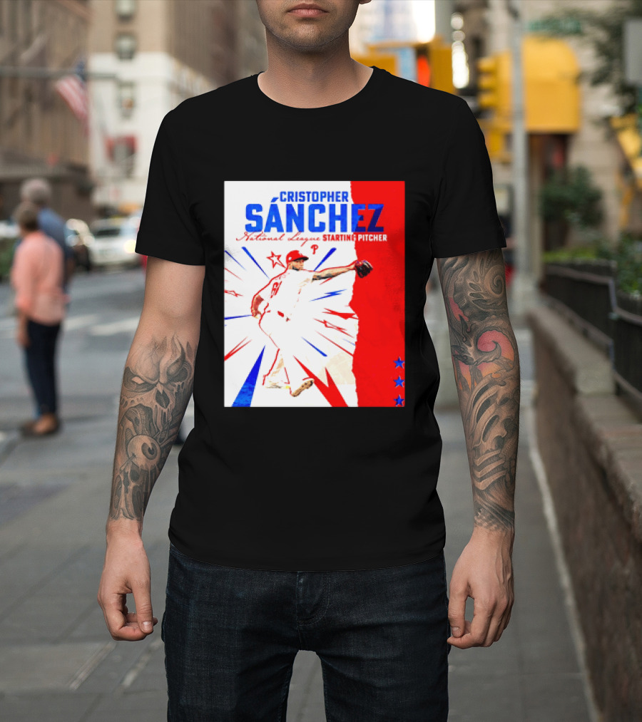 Cristopher Sánchez Philadelphia Phillies National League Starting Pitcher Red White Blue Stars T-Shirt