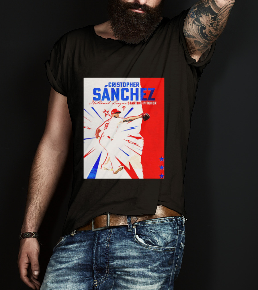 Cristopher Sánchez Philadelphia Phillies National League Starting Pitcher Red White Blue Stars T-Shirt