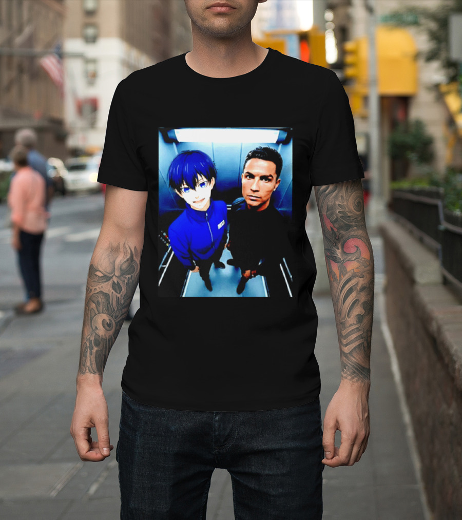 Ema Isagi Cristiano Ronaldo Collaboration Blue Lock Anime Football Star T-Shirt