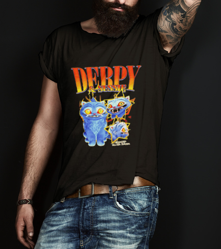 Derpy And Sussie KPop Demon Hunters 2026 Blue Cat Stars T-Shirt