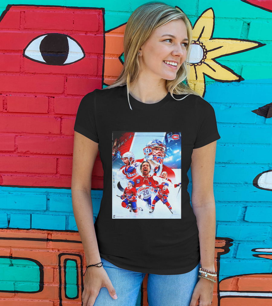 Montreal Canadiens Players And Goalkeeper Collage Featuring Number 20 T-Shirt