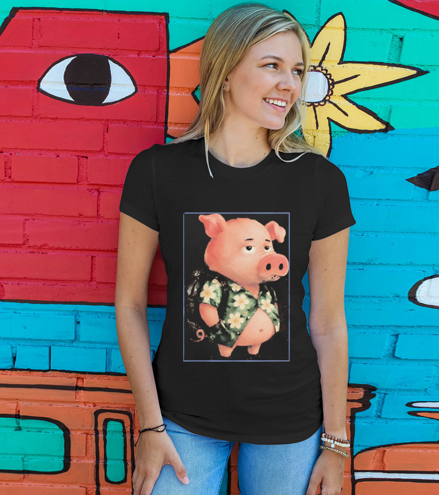 Nice Enjoy The Little Things Hawaiian Pig Floral T-Shirt