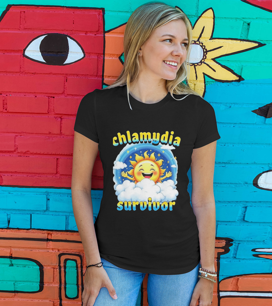 Chlamydia Survivor Sun Cartoon Humor Clouds Sky T-Shirt