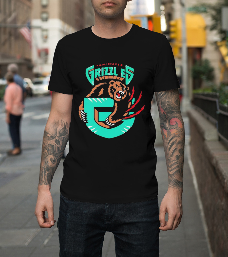 Vancouver Grizzlies Bear Claw Retro Sports Emblem Men's T-Shirt